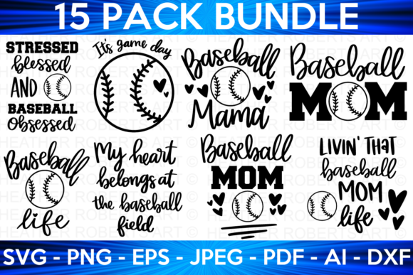 Baseball Mom SVG Bundle for Crafts and Graphics