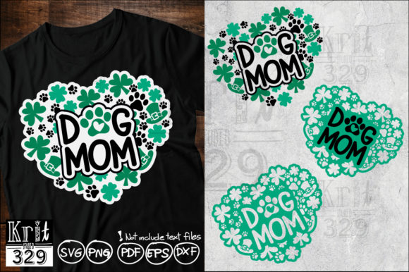 Heart Clover Leaves Dog Mom SVG for Crafts and Graphics