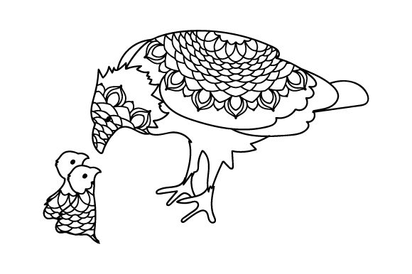 Mom and Baby Bald Eagles for Crafts and Mandalas