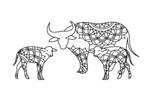 Mom and Baby Buffalos for Crafts and Mandalas