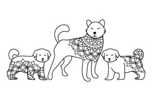 Mom and Baby Dogs Craft Design for Mandalas
