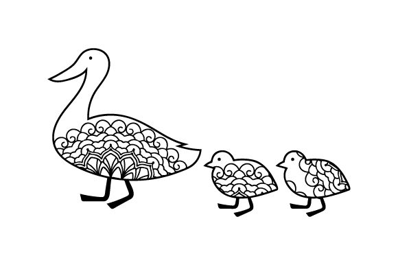 Mom and Baby Ducks Crafts Mandalas