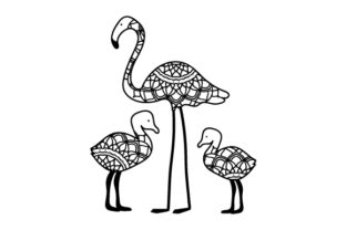 Mom and Baby Flamingos for Crafts and Mandalas