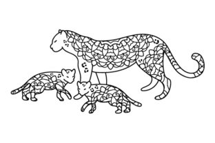 Mom and Baby Leopards Crafts Mandalas