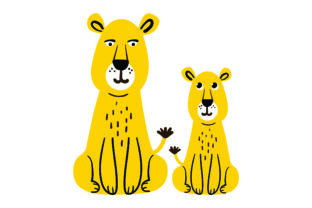 Mom and Baby Lions Crafts Animals