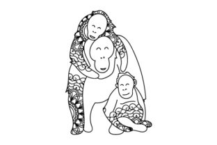 Mom and Baby Orangutangs Crafts Mandalas