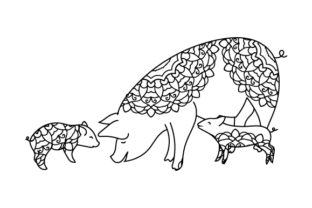 Mom and Baby Pigs Crafts Mandalas