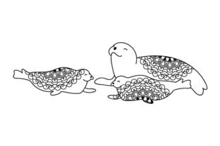 Mom and Baby Seals Crafts Mandalas