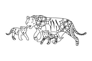 Mom and Baby Tigers Crafts Mandalas
