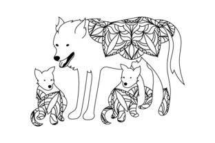 Mom and Baby Wolves Mandalas Crafts