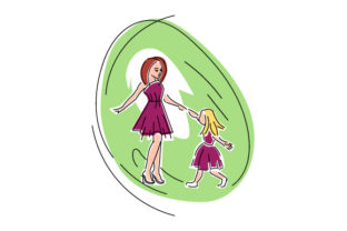 Mom Dancing with Daughter in Abstract Style Crafts for Mother S Day