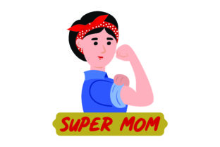 Super Mom Flexing Muscle: A Graphic Design Asset for Modern Content